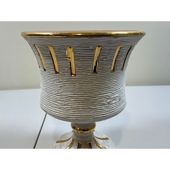 Vintage Fratelli Fanciullacci Sgraffito Italian Pottery White & Gold MCM - Picture 2 of 8